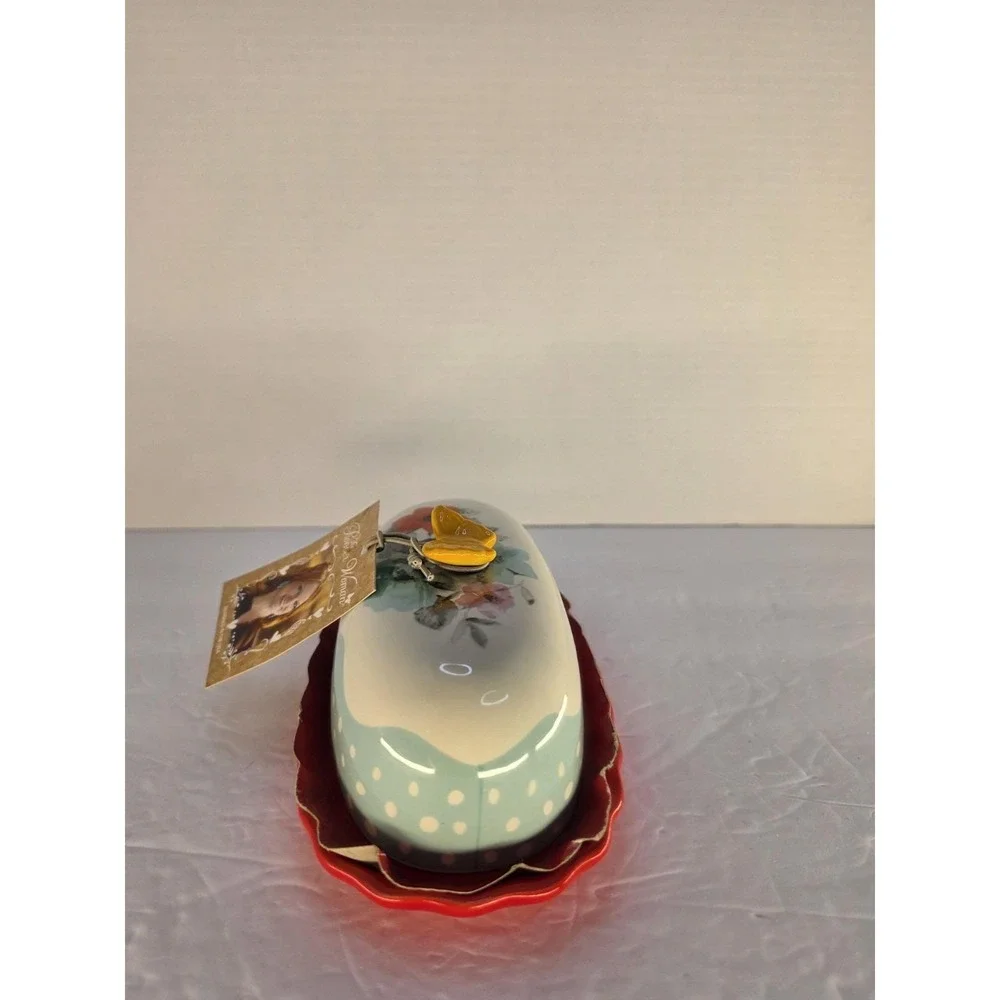 Pioneer Woman Flea Market Butter Dish Floral Butterfly Stoneware ..